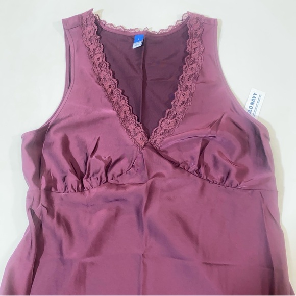 Old Navy Burgundy Lace Trim Slip Dress Nightgown Size Large - Picture 5 of 13